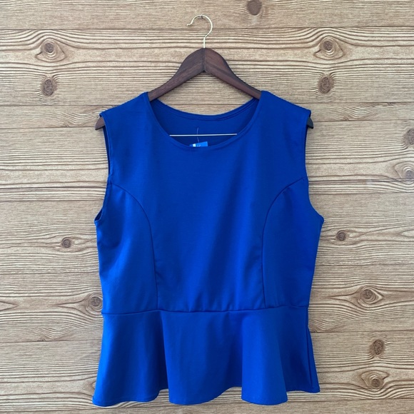 ROYAL BLUE PEPLUM TOP NEW XL FLATTERING - Picture 2 of 7
